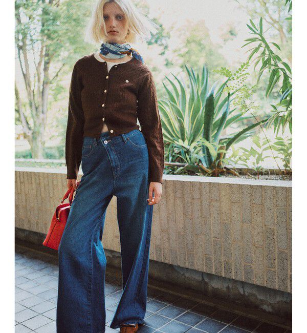 VIS「【POLO BCS】VIS別注ミニケーブルノーカラーニットカーディガン」|カーディガン|