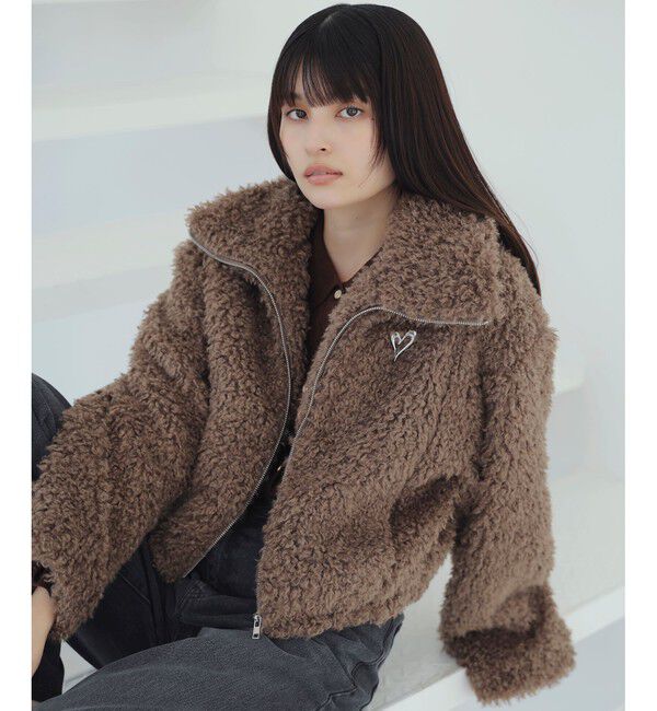 VIS「ブローチ付きアソートファーブルゾン」|ブルゾン・スタジャン|ブラウン系(22)