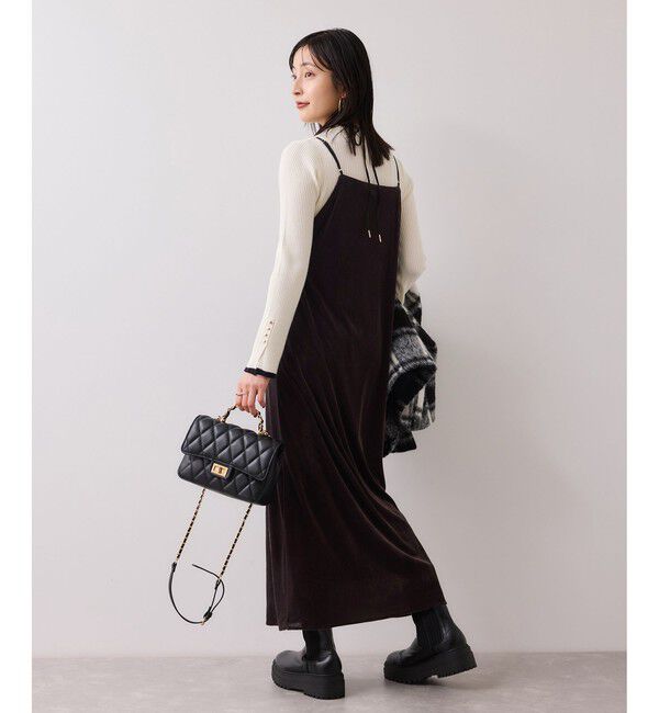 VIS「刺繍アソートベロアキャミワンピース/2WAY」|ワンピース|