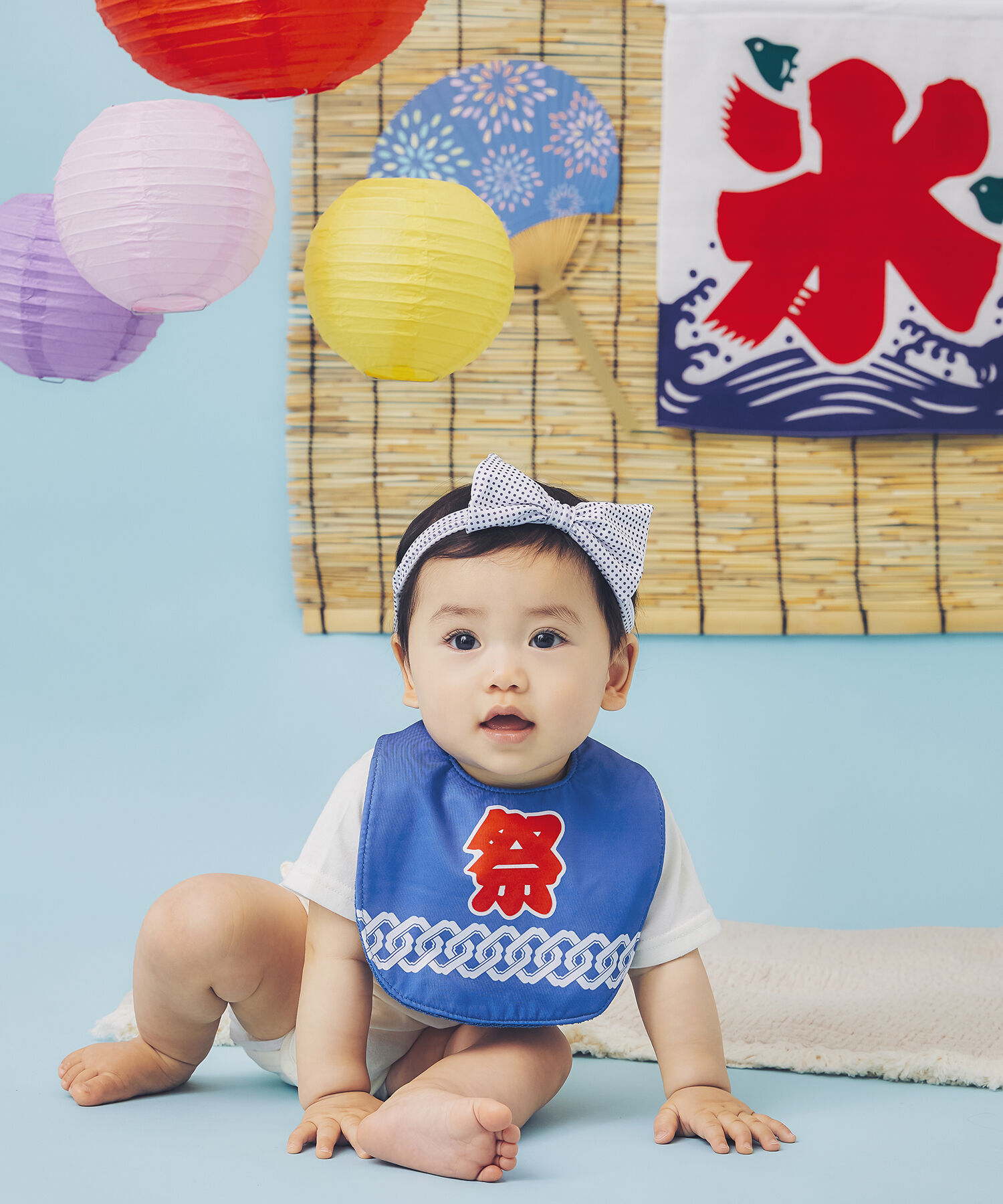 ROPE PICNIC PASSAGE「【BABY】夏祭りコスチュームセット」|スタイ|ブルー(44)