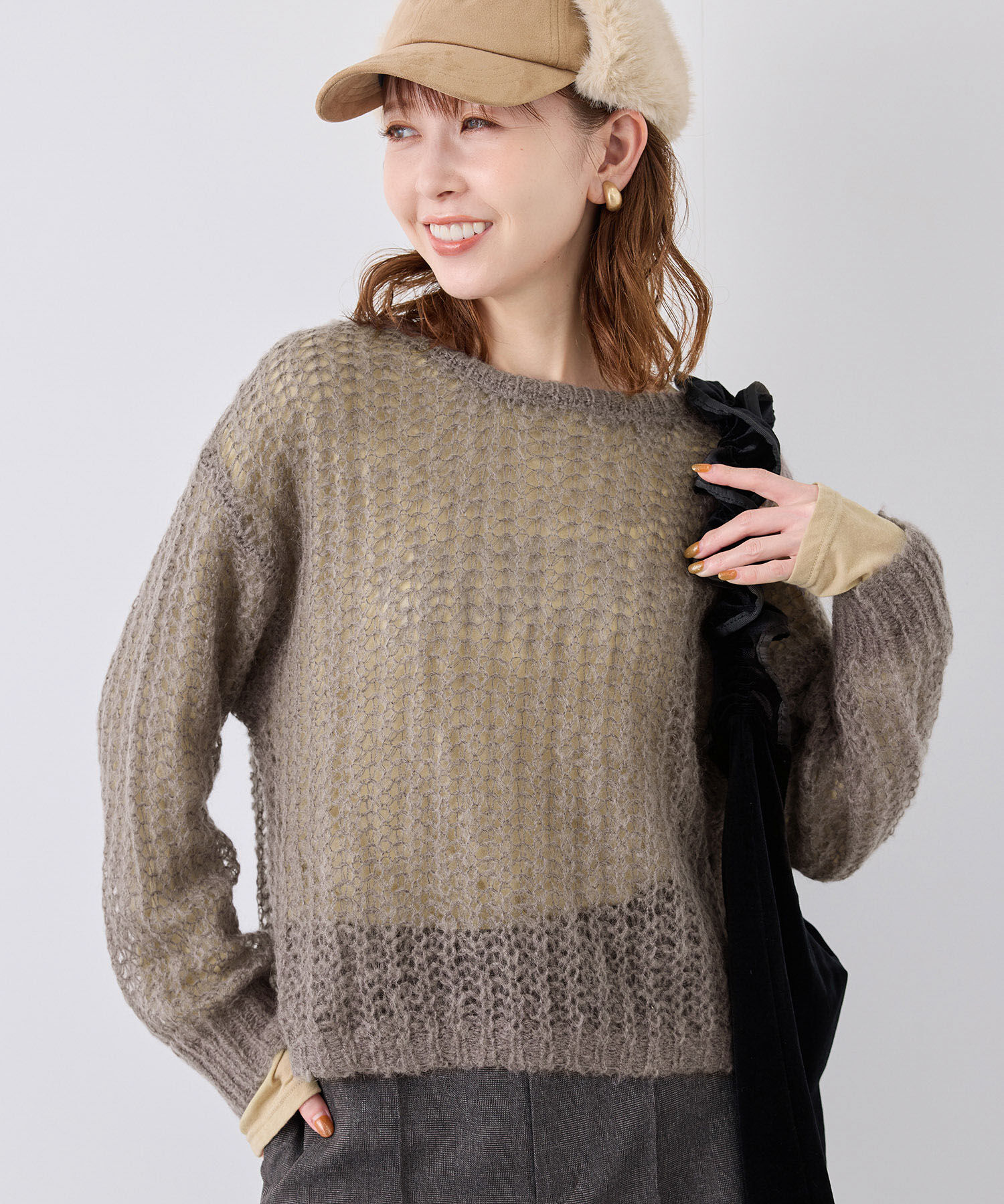 Rope&rsquo;Picnic「シアーモヘア混ニットプルオーバー」|ニット・セーター|ブラウン系(24)