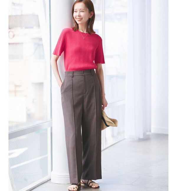 Rope&rsquo;Picnic「【UVカット・イージーケア・マシンウォッシャブル】八方映えニット スカラップニットプルオーバー」|ニット・セーター|