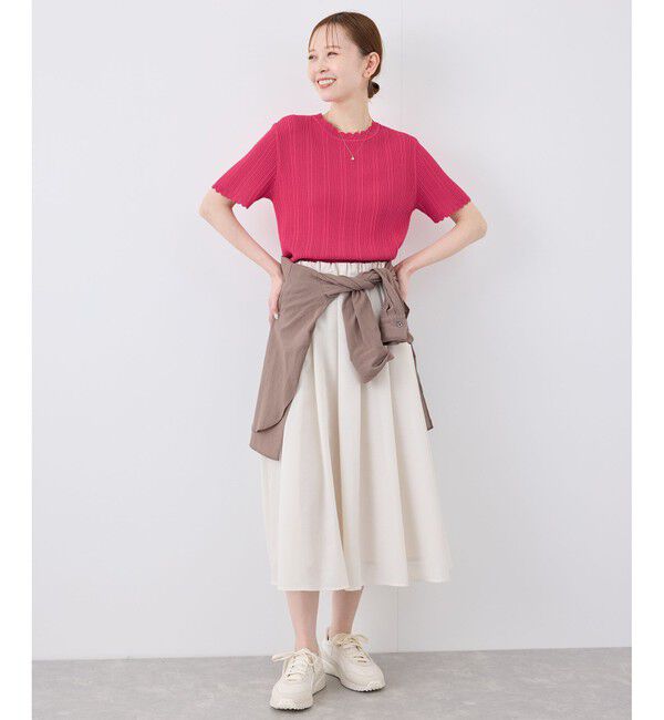 Rope&rsquo;Picnic「【UVカット・イージーケア・マシンウォッシャブル】八方映えニット スカラップニットプルオーバー」|ニット・セーター|