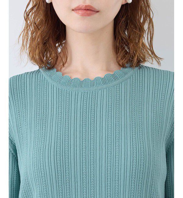 Rope&rsquo;Picnic「【UVカット・イージーケア・マシンウォッシャブル】八方映えニット スカラップニットプルオーバー」|ニット・セーター|