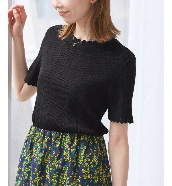 Rope&rsquo;Picnic「【UVカット・イージーケア・マシンウォッシャブル】八方映えニット スカラップニットプルオーバー」|ニット・セーター|