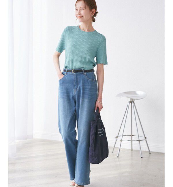 Rope&rsquo;Picnic「【UVカット・イージーケア・マシンウォッシャブル】八方映えニット スカラップニットプルオーバー」|ニット・セーター|