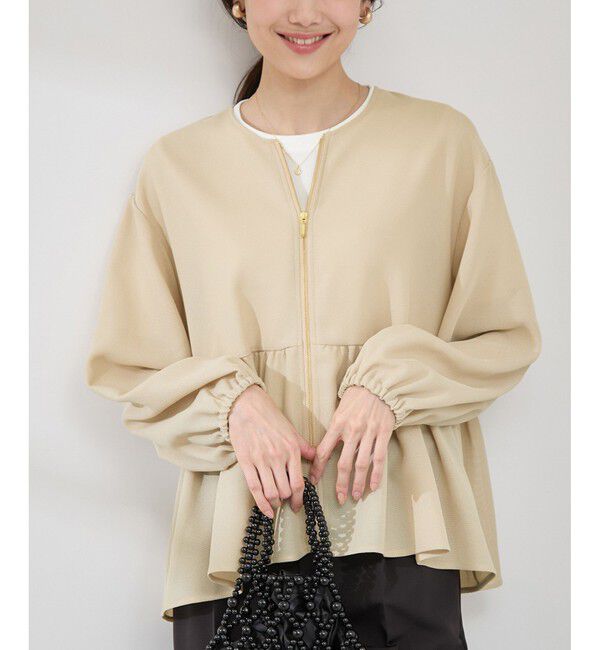 Rope&rsquo;Picnic「メッシュペプラムブルゾン」|ブルゾン・スタジャン|ベージュ