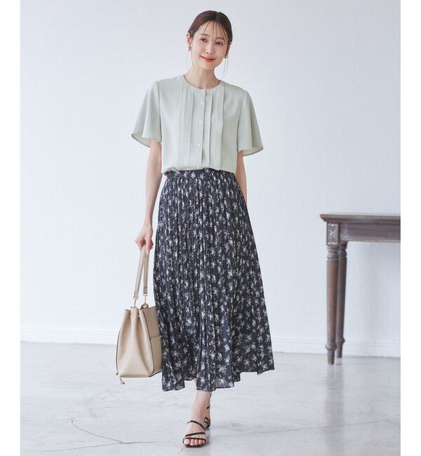 Rope&rsquo;Picnic「多機能ランダムタックハーフスリーブブラウス / 通勤にも」|シャツ・ブラウス|