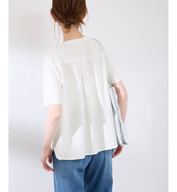 Rope&rsquo;Picnic「多機能ランダムタックハーフスリーブブラウス / 通勤にも」|シャツ・ブラウス|