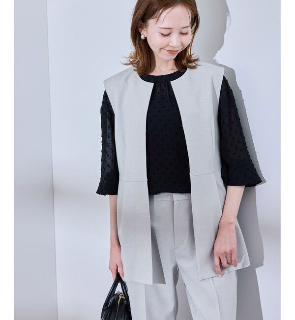 Rope&rsquo;Picnic「【UV対応】【リネンライク・シリーズ】ペプラムジレベスト/通勤・セットアップ対応」|ベスト・ジレ|