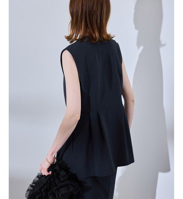 Rope&rsquo;Picnic「【UV対応】【リネンライク・シリーズ】ペプラムジレベスト/通勤・セットアップ対応」|ベスト・ジレ|