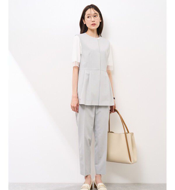 Rope&rsquo;Picnic「【UV対応】【リネンライク・シリーズ】ペプラムジレベスト/通勤・セットアップ対応」|ベスト・ジレ|