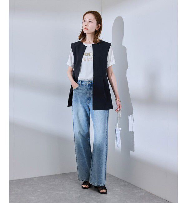 Rope&rsquo;Picnic「【UV対応】【リネンライク・シリーズ】ペプラムジレベスト/通勤・セットアップ対応」|ベスト・ジレ|