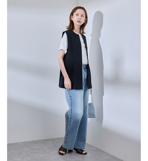 Rope&rsquo;Picnic「【UV対応】【リネンライク・シリーズ】ペプラムジレベスト/通勤・セットアップ対応」|ベスト・ジレ|