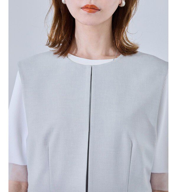 Rope&rsquo;Picnic「【UV対応】【リネンライク・シリーズ】ペプラムジレベスト/通勤・セットアップ対応」|ベスト・ジレ|