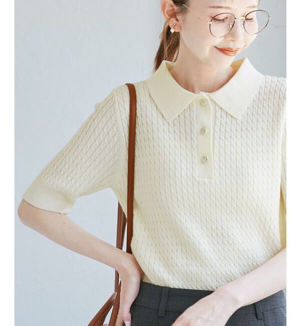 Rope&rsquo;Picnic「ミニケーブルハーフスリーブニットポロシャツ」|ポロシャツ|キナリ(16)