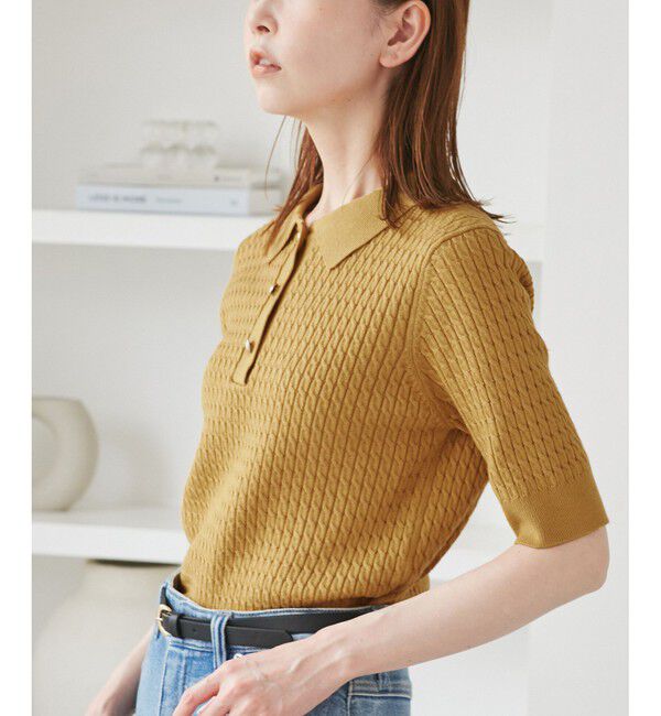 Rope&rsquo;Picnic「ミニケーブルハーフスリーブニットポロシャツ」|ポロシャツ|