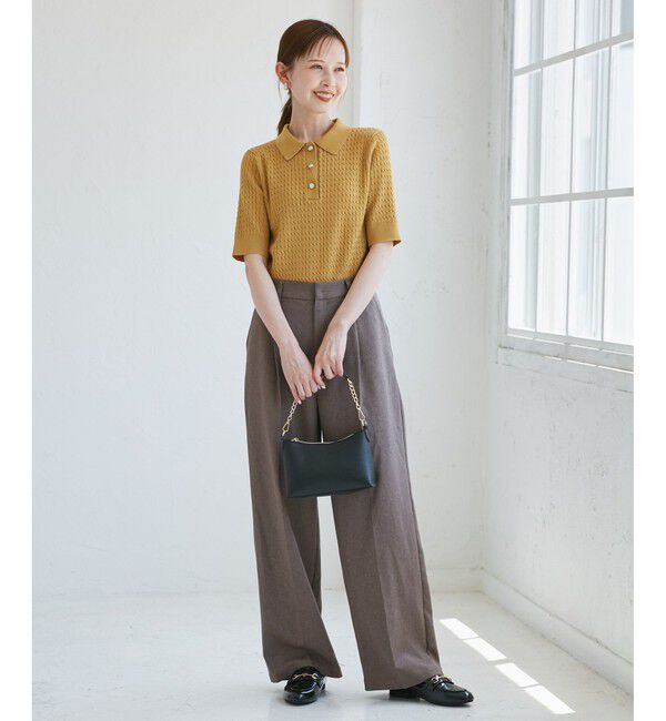 Rope&rsquo;Picnic「ミニケーブルハーフスリーブニットポロシャツ」|ポロシャツ|