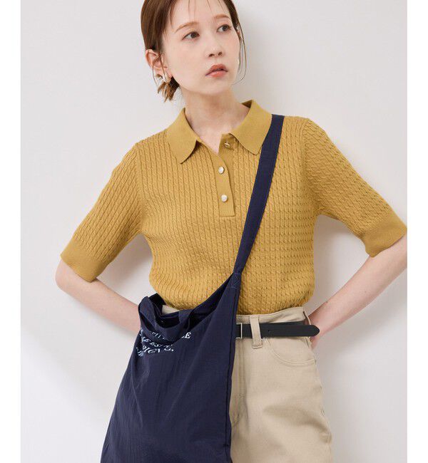 Rope&rsquo;Picnic「ミニケーブルハーフスリーブニットポロシャツ」|ポロシャツ|