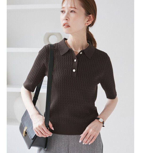 Rope&rsquo;Picnic「ミニケーブルハーフスリーブニットポロシャツ」|ポロシャツ|