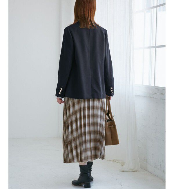 Rope&rsquo;Picnic「【WEB限定・ミドル丈】レディハンサムシリーズ ウールライク金ボタンジャケット(半裏地)/通勤対応」|テーラードジャケット|