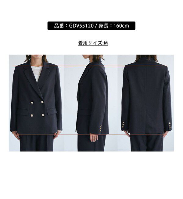 Rope&rsquo;Picnic「【WEB限定・ミドル丈】レディハンサムシリーズ ウールライク金ボタンジャケット(半裏地)/通勤対応」|テーラードジャケット|