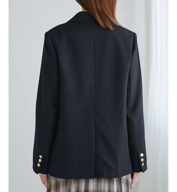 Rope&rsquo;Picnic「【WEB限定・ミドル丈】レディハンサムシリーズ ウールライク金ボタンジャケット(半裏地)/通勤対応」|テーラードジャケット|