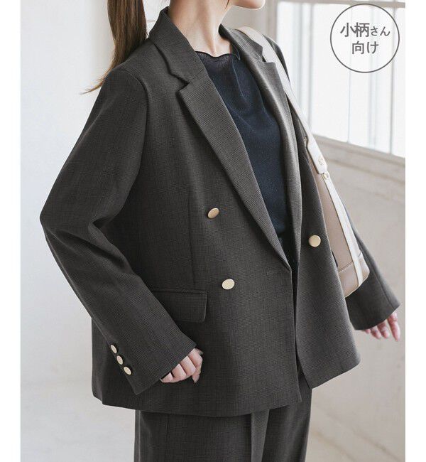 Rope&rsquo;Picnic「【低身長・小柄さんサイズ】レディハンサムシリーズ ウールライク金ボタンジャケット(半裏地)」|テーラードジャケット|ブラック系(02)