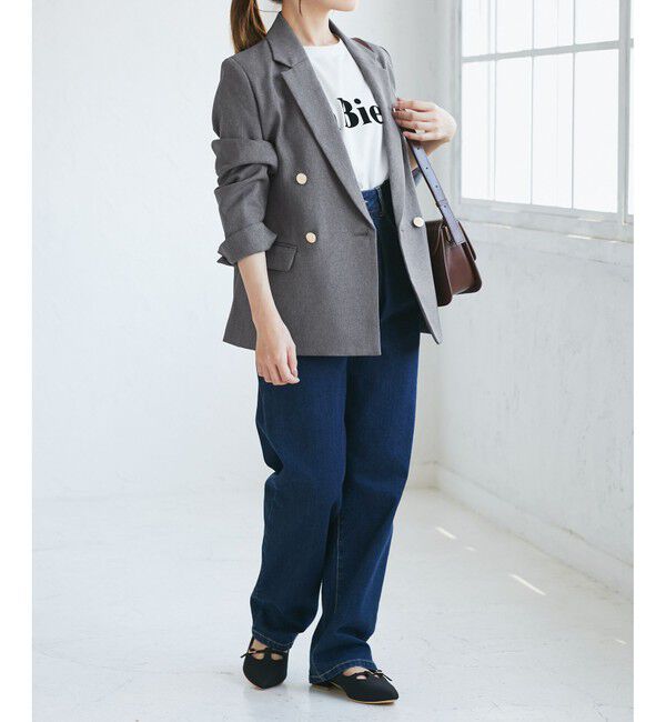 Rope&rsquo;Picnic「【低身長・小柄さんサイズ】レディハンサムシリーズ ウールライク金ボタンジャケット(半裏地)」|テーラードジャケット|