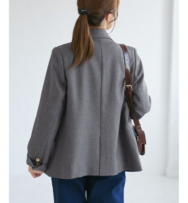 Rope&rsquo;Picnic「【低身長・小柄さんサイズ】レディハンサムシリーズ ウールライク金ボタンジャケット(半裏地)」|テーラードジャケット|
