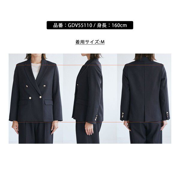 Rope&rsquo;Picnic「【低身長・小柄さんサイズ】レディハンサムシリーズ ウールライク金ボタンジャケット(半裏地)」|テーラードジャケット|