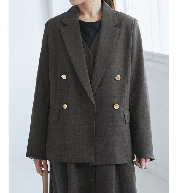 Rope&rsquo;Picnic「【低身長・小柄さんサイズ】レディハンサムシリーズ ウールライク金ボタンジャケット(半裏地)」|テーラードジャケット|