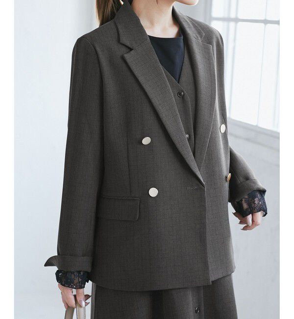 Rope&rsquo;Picnic「【低身長・小柄さんサイズ】レディハンサムシリーズ ウールライク金ボタンジャケット(半裏地)」|テーラードジャケット|