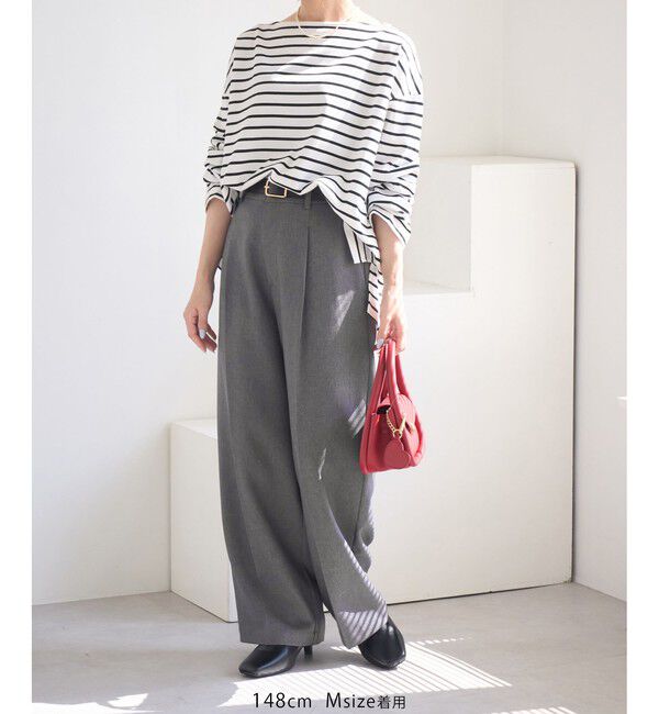 Rope&rsquo;Picnic「【低身長・小柄さんサイズ】レディハンサムシリーズ ウールライクウエストタックセミワイドパンツ」|スラックス|