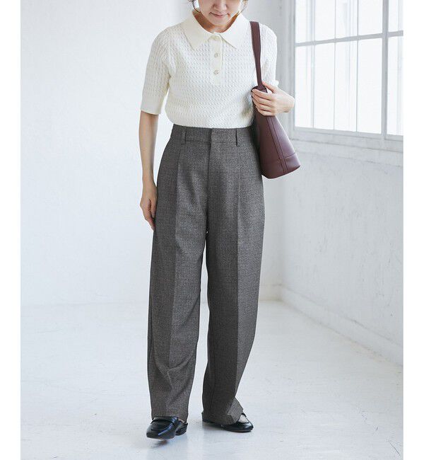 Rope&rsquo;Picnic「【低身長・小柄さんサイズ】レディハンサムシリーズ ウールライクウエストタックセミワイドパンツ」|スラックス|