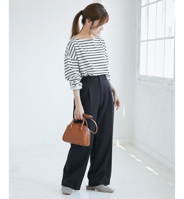 Rope&rsquo;Picnic「【低身長・小柄さんサイズ】レディハンサムシリーズ ウールライクウエストタックセミワイドパンツ」|スラックス|