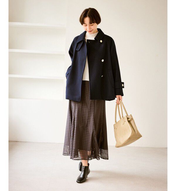 Rope&rsquo;Picnic「ジャージーメルトンシリーズ 金ボタンミドル丈コート/リンクコーデ」|その他|