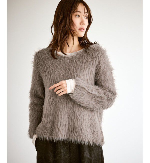 Rope&rsquo;Picnic「フェザーVネックニット」|ニット・セーター|ブラウン系(23)