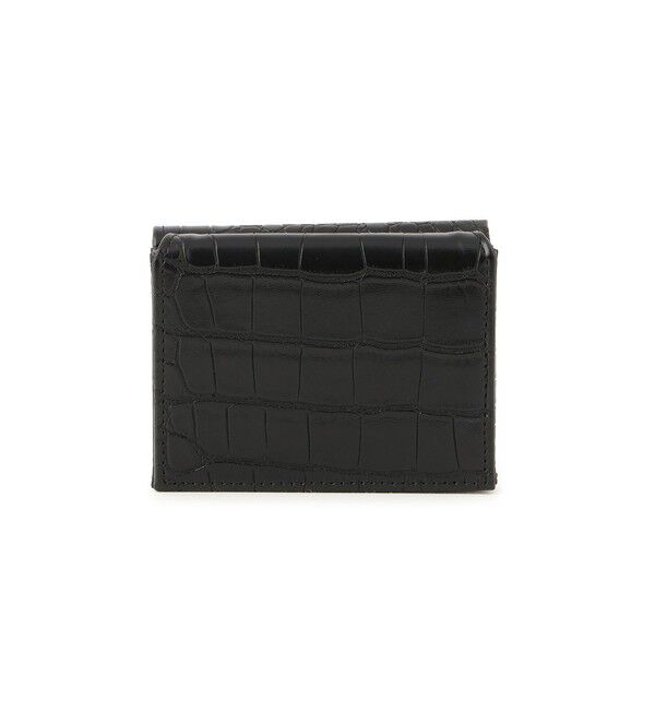 ROPE PICNIC PASSAGE「型押しレザーライク三つ折りウォレット」|財布|ブラック(01)