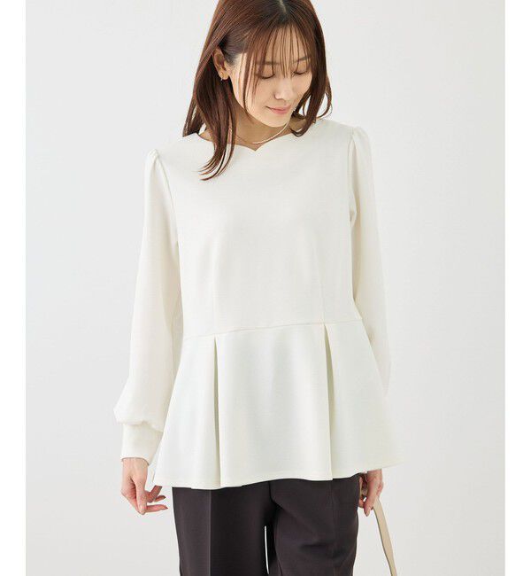 Rope&rsquo;Picnic「カットジョーゼットハートネックペプラムプルオーバー」|Tシャツ・カットソー|