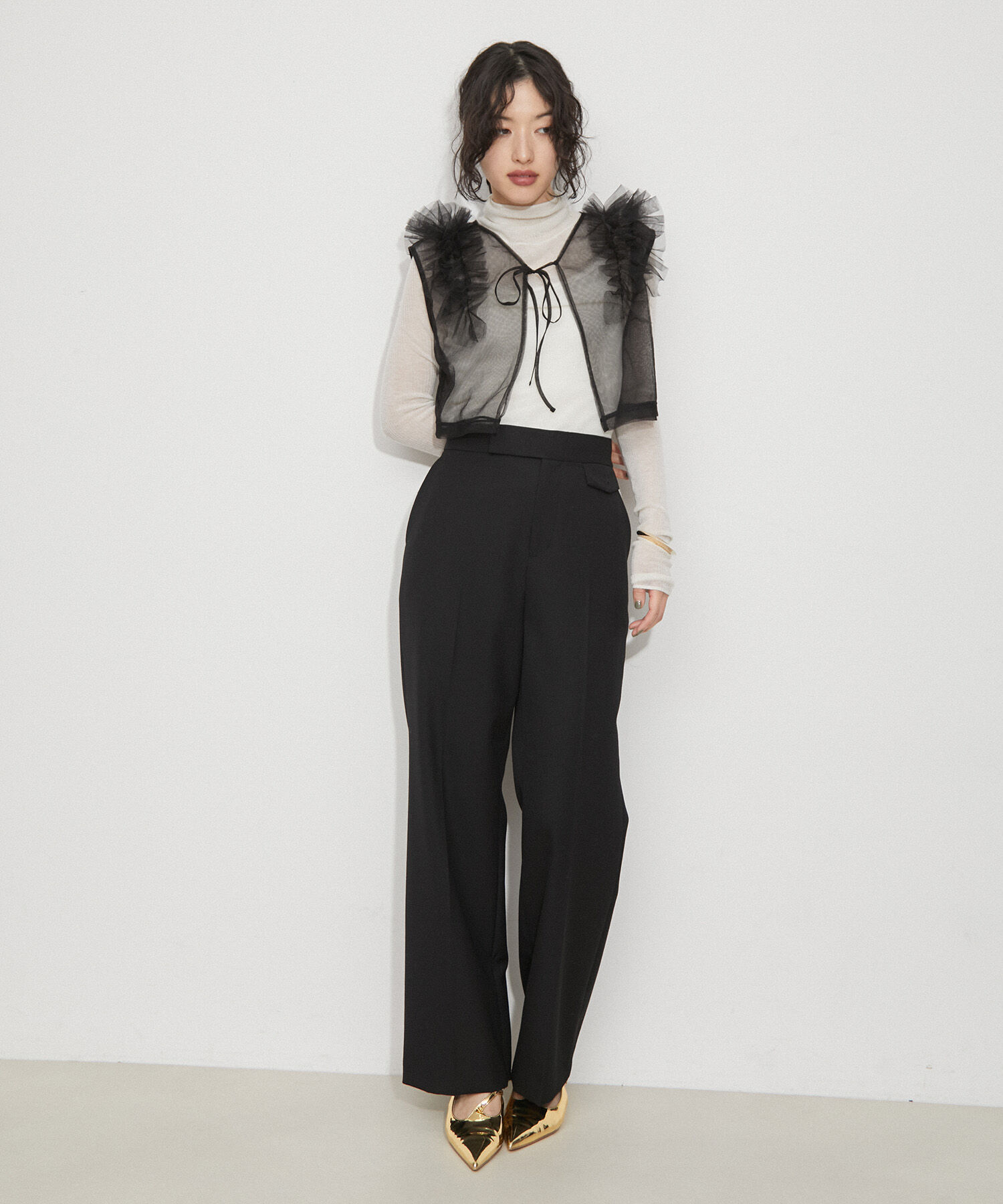 ADAM ET ROPE'「【サステナブル】チュールフリルTEE」|Tシャツ・カットソー|