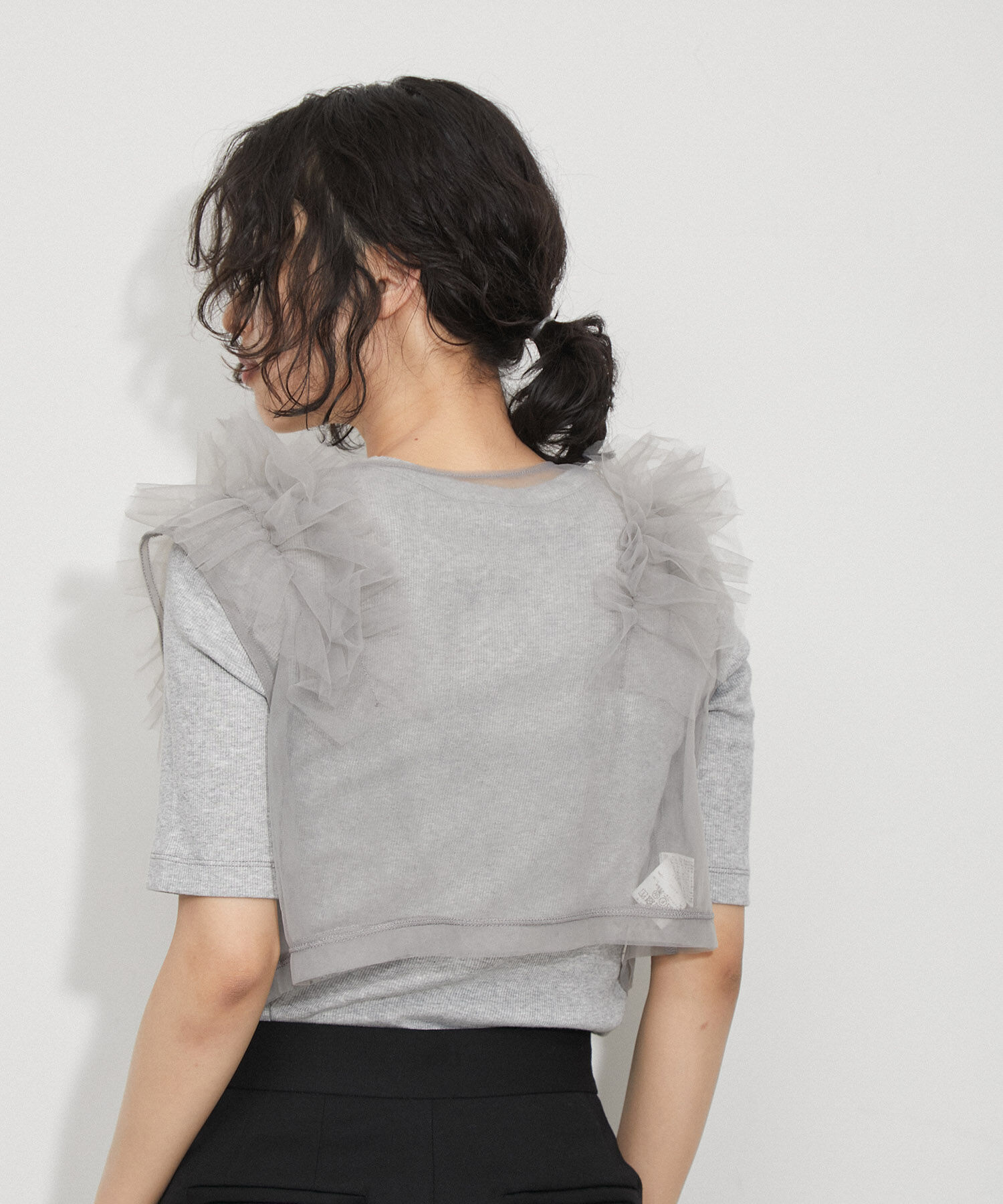 ADAM ET ROPE'「【サステナブル】チュールフリルTEE」|Tシャツ・カットソー|