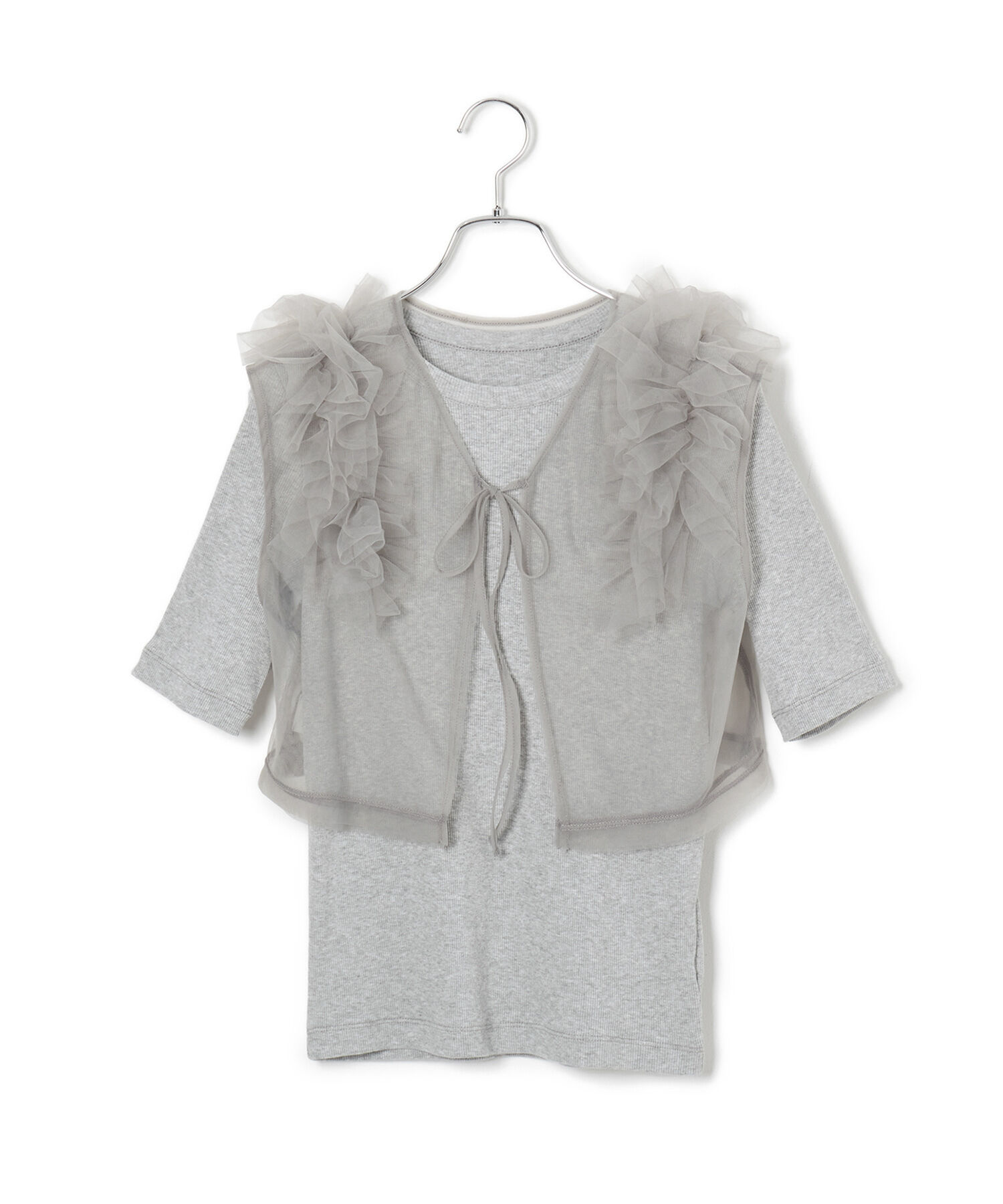 ADAM ET ROPE'「【サステナブル】チュールフリルTEE」|Tシャツ・カットソー|