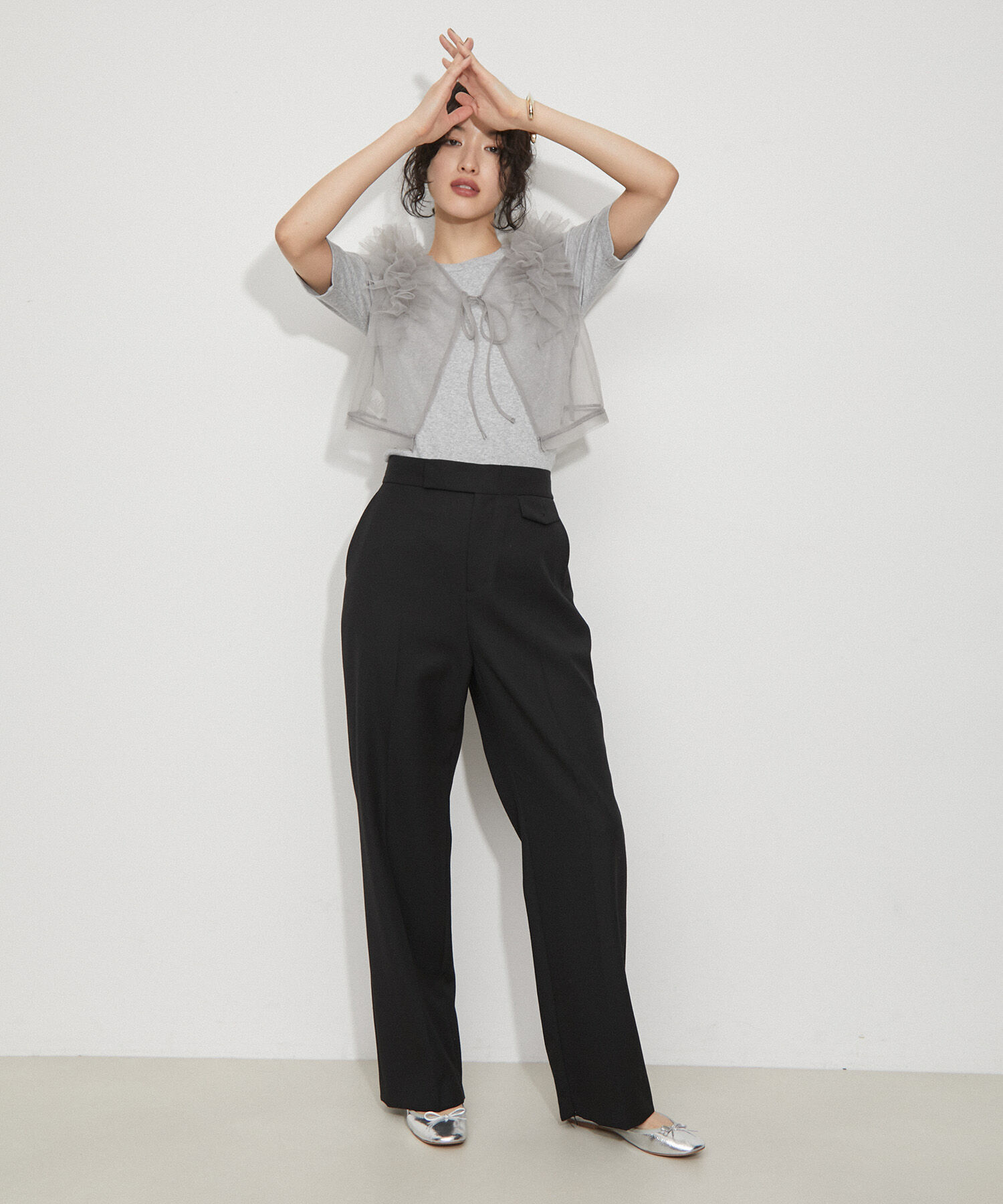 ADAM ET ROPE'「【サステナブル】チュールフリルTEE」|Tシャツ・カットソー|