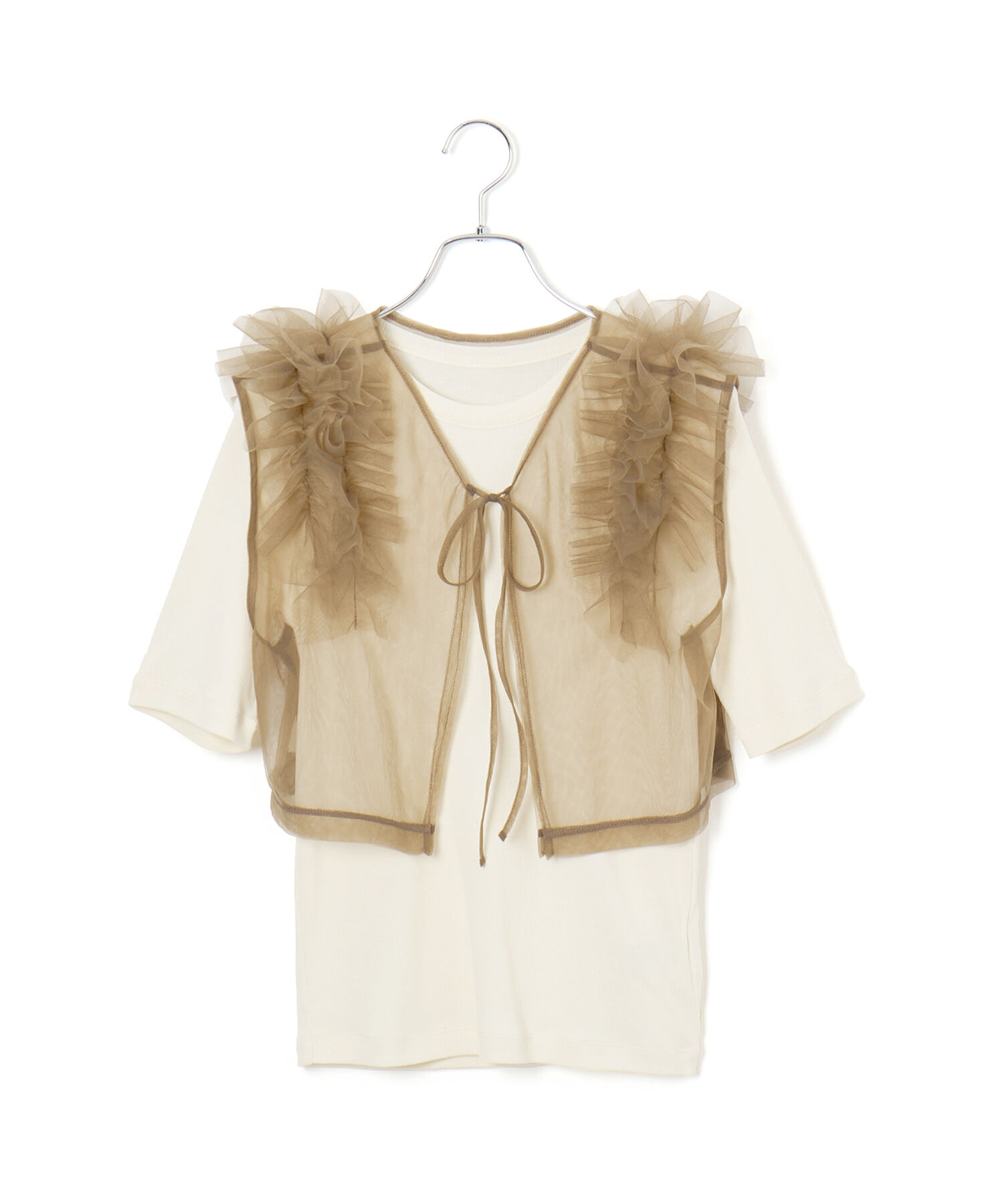 ADAM ET ROPE'「【サステナブル】チュールフリルTEE」|Tシャツ・カットソー|