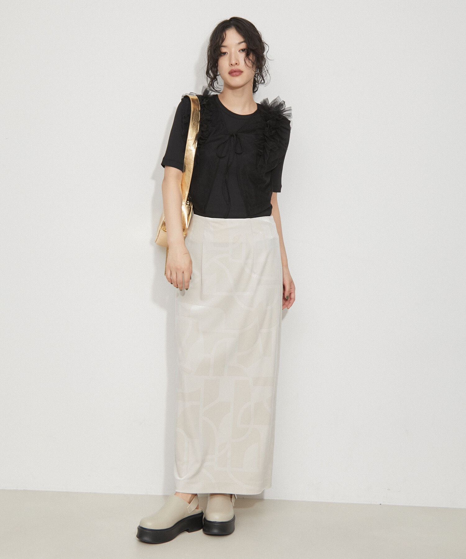 ADAM ET ROPE'「【サステナブル】チュールフリルTEE」|Tシャツ・カットソー|