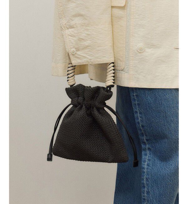 ADAM ET ROPE'「ブレイドハンドル巾着バッグ」|ショルダー・メッセンジャー|ブラック(01)