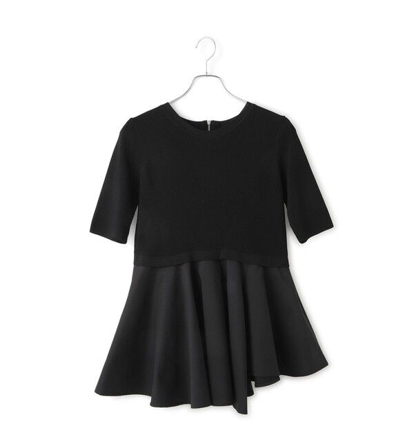 ADAM ET ROPE'「【サステナブル】ペプラムコンビハーフスリーブニット」|ニット・セーター|