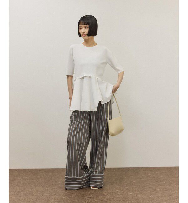 ADAM ET ROPE'「【サステナブル】ペプラムコンビハーフスリーブニット」|ニット・セーター|