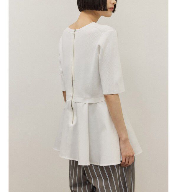 ADAM ET ROPE'「【サステナブル】ペプラムコンビハーフスリーブニット」|ニット・セーター|